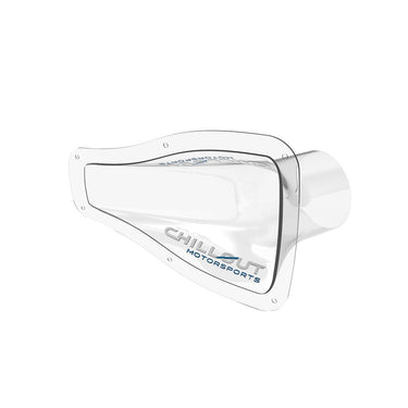 Clear 3-inch Chillout NACA duct in perspective view with Chillout Motorsports branding